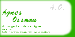 agnes ossman business card